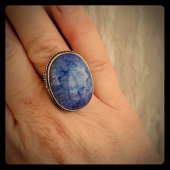 New Unique Dyed Dendritic Opal 925 Silver Ring. - Picture 2 of 7